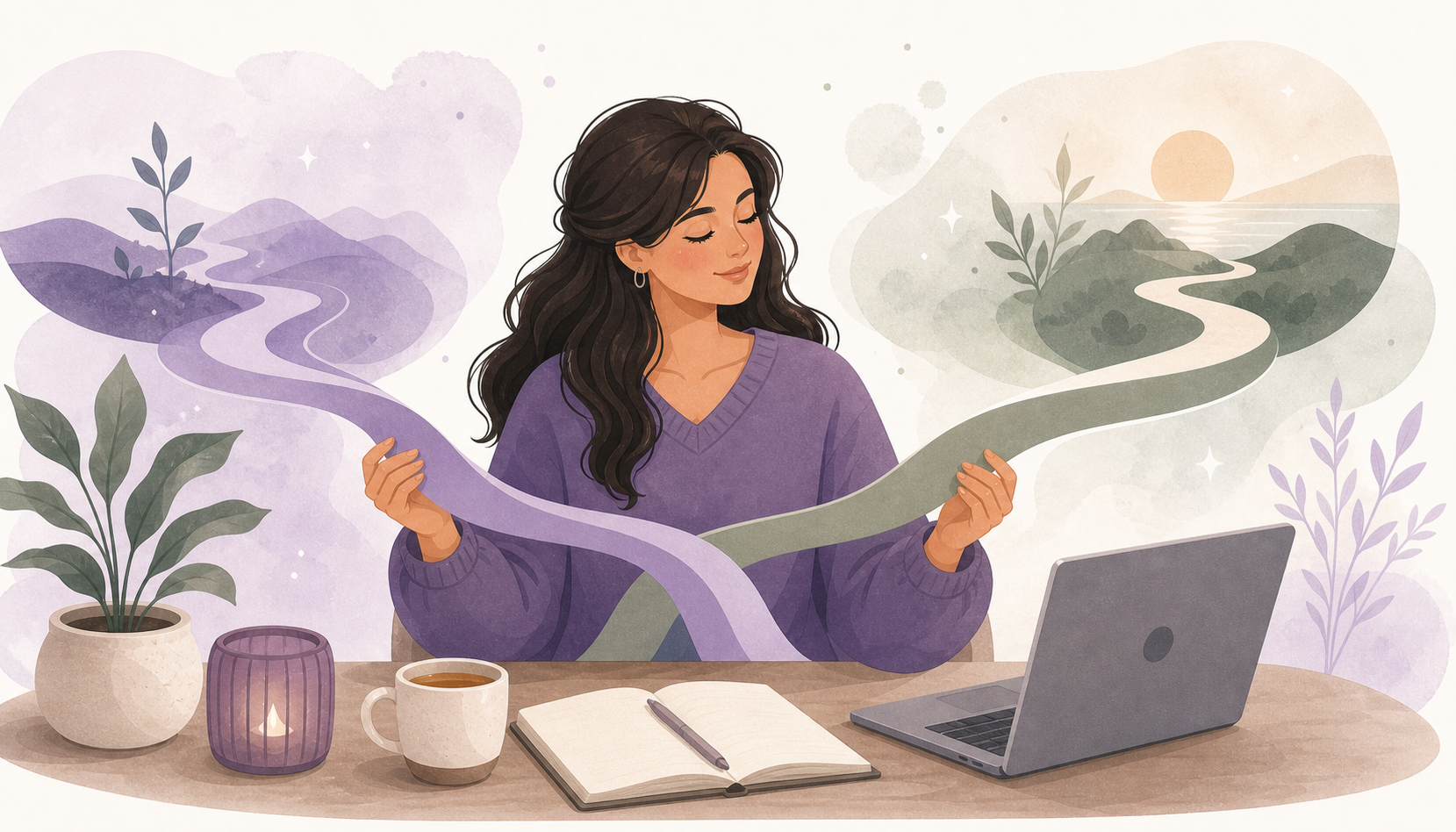 Ilustración sobre acompañamiento psicológico online en procesos de divorcio y separación